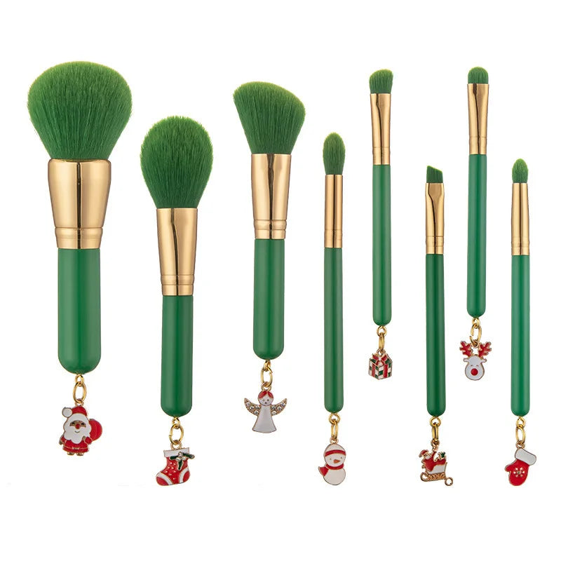 8-Pc Mini Christmas Makeup Brush Set | Holiday Beauty Gift Makeup Brush Set QXL 8 Christmas makeup