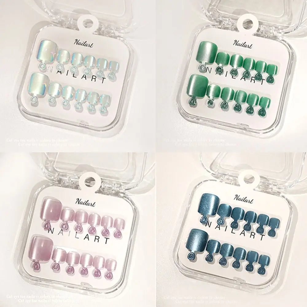 Cat Eye Press-On Toenails | Shiny Y2K Fake Toe Nail Tips Press-On Toenails QXL