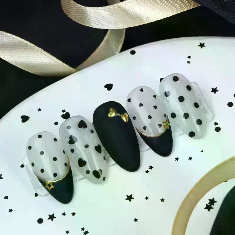 6-Grid Black Nail Art Glitter Sequins – Star Heart Circle Nail Art Sequins QXL