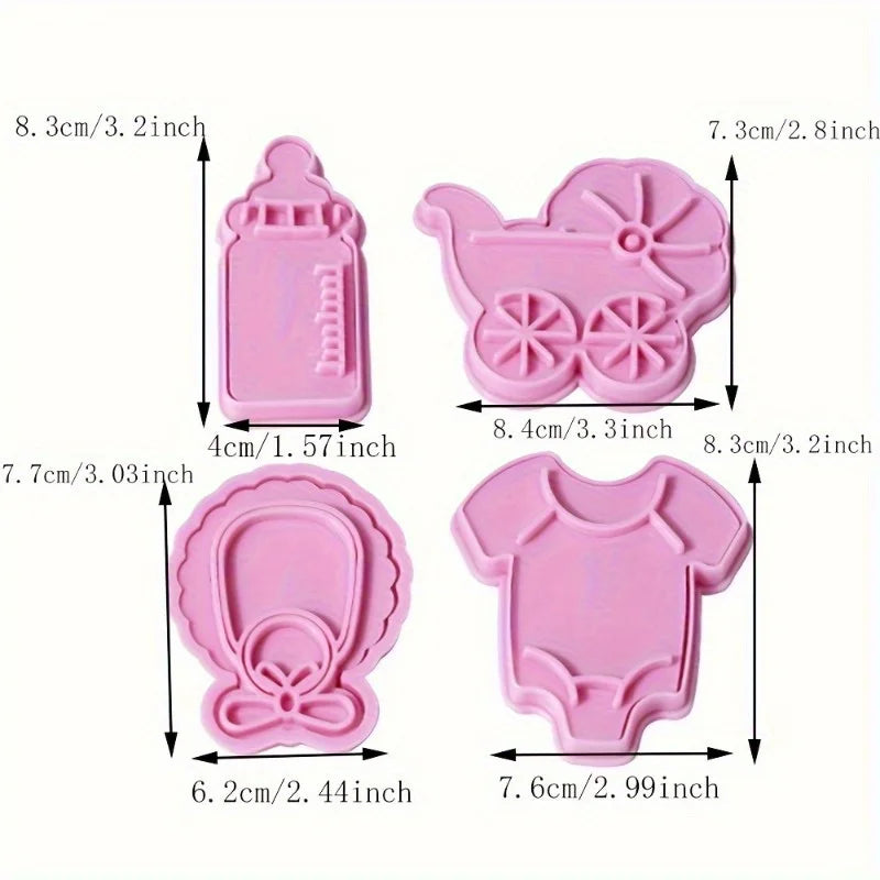 Princess Cookie Cutter Set – 4-Piece Plastic Stamp & Mold Cookie Cutter Set QXL
