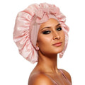 Women's Satin Sleep Bonnet | Wide Edge Two-Tail Hair Hat Satin Sleep Bonnet QXL Rose Pink