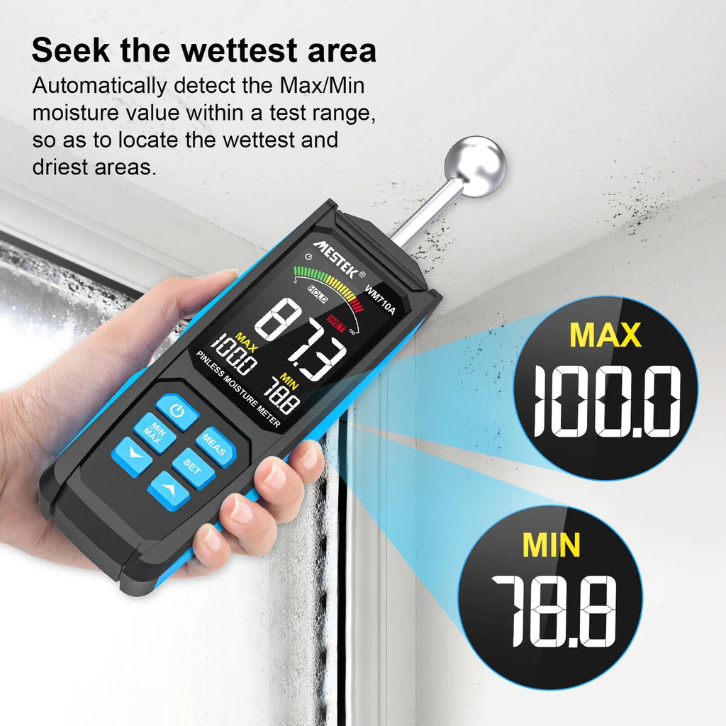 Pinless Wood Moisture Meter | Spherical Probe Damp Detector Moisture Meter QXL