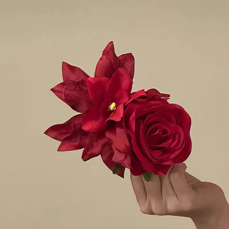 Red Lily of the Valley Tassel Flower Hairpin | Duckbill Clip Flower Hair Clip QXL