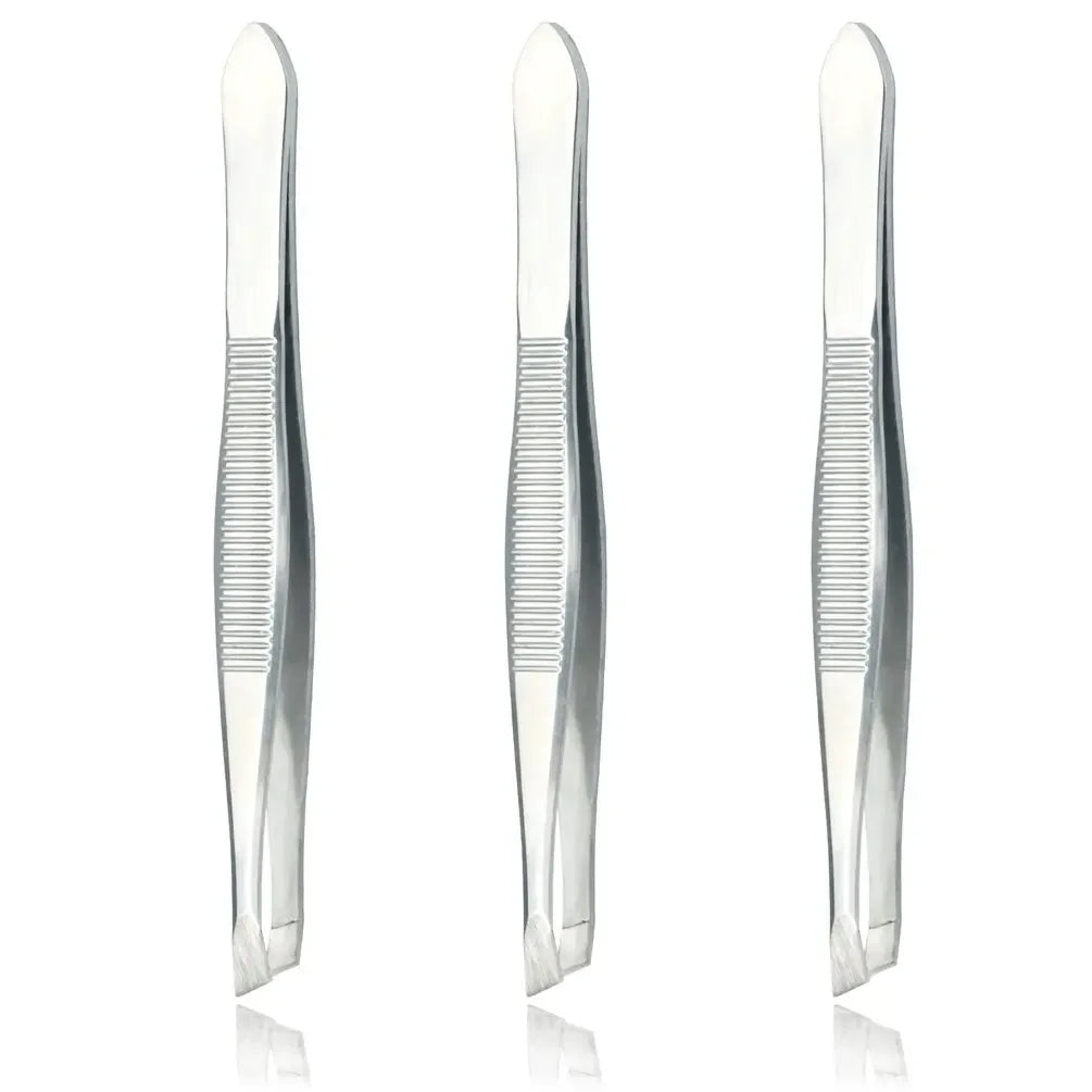 Stainless Steel Precision Tweezers Set – Eyebrow & Hair Removal Precision Tweezers Set QXL Silvery 3 pcs