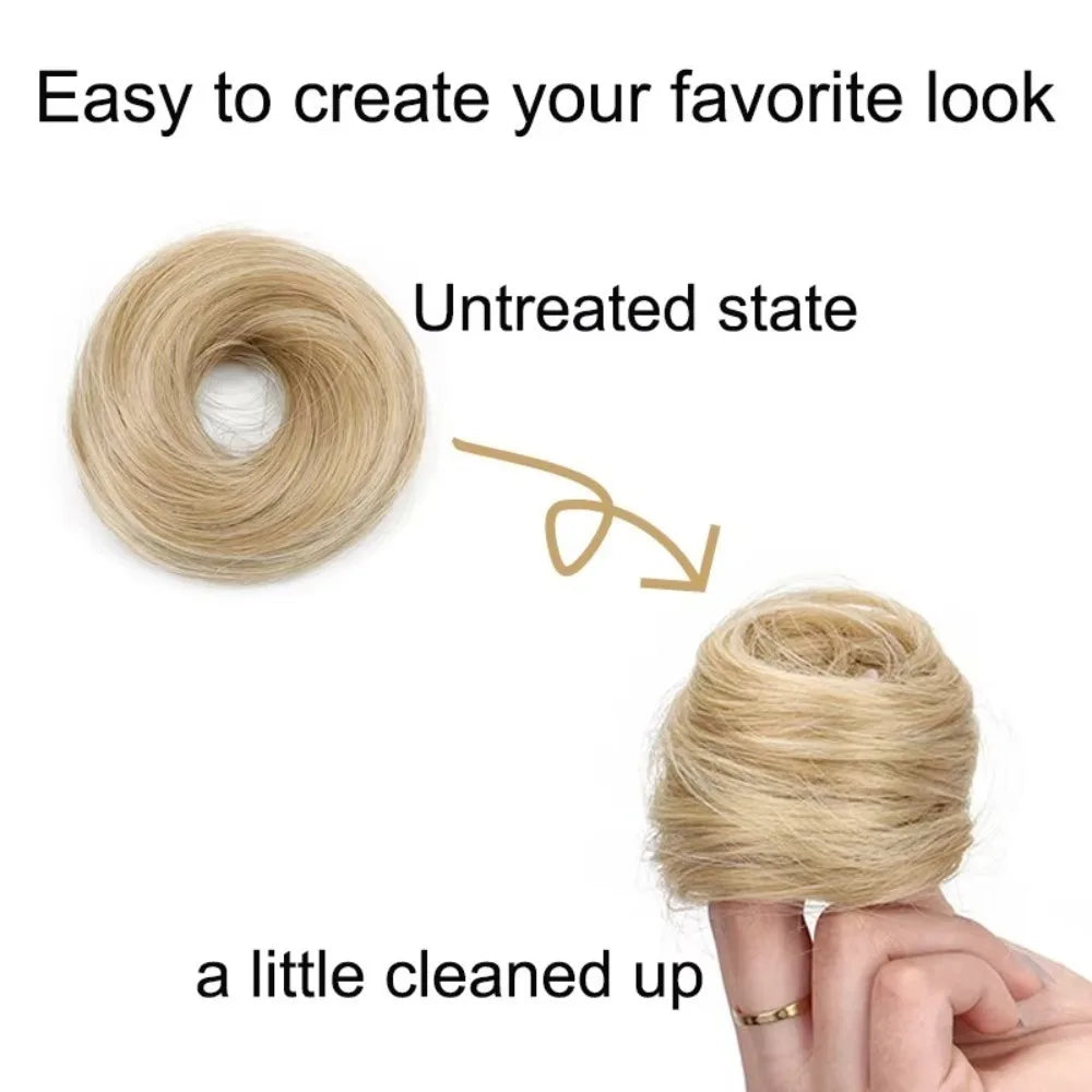 Fluffy Messy Bun Scrunchie | Synthetic Donut Hair Updo Hair Bun Scrunchie QXL
