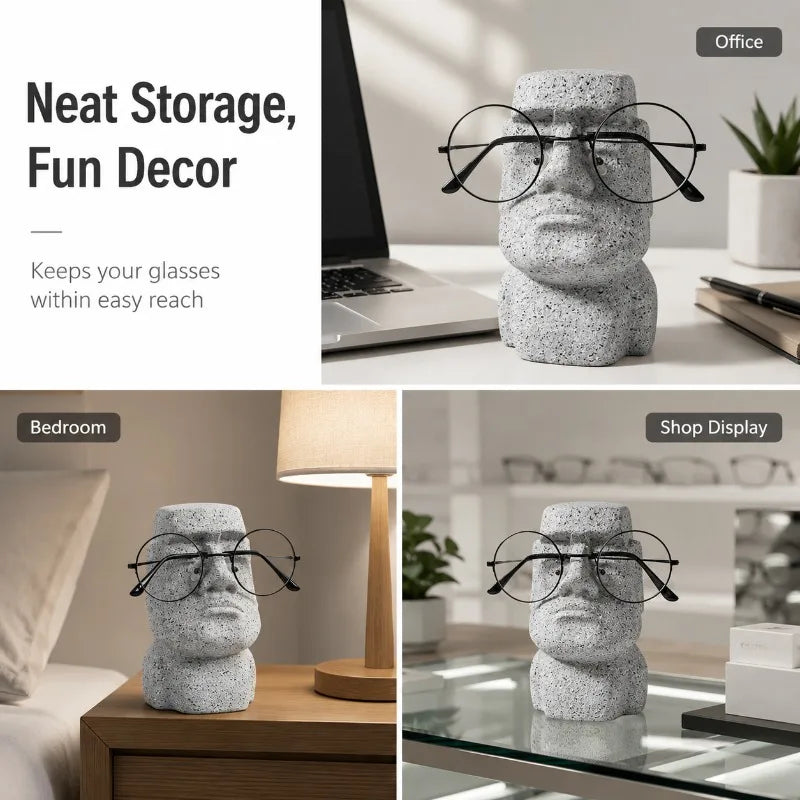 Moai Glasses Holder – Funny Stone-Look Eyewear Desk Stand Eyewear Desk Stand QXL