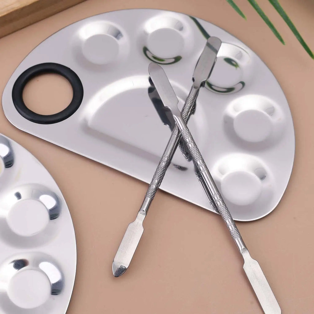 Stainless Steel Makeup Mixing Palette & Spatula Set Makeup Mixing Palette QXL