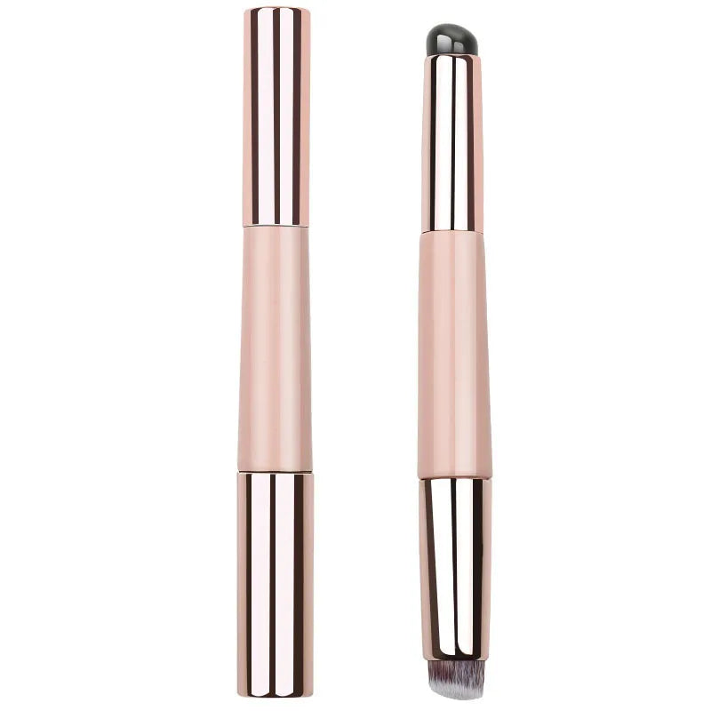 2-in-1 Silicone Lip & Concealer Brush | Wood Handle Travel Cap Lip & Concealer Brush QXL 1pc Pink