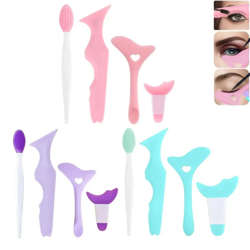 3-Piece Silicone Eyeliner Stencil & Eyebrow Shaping Tool Set Eyeliner Stencil Set QXL