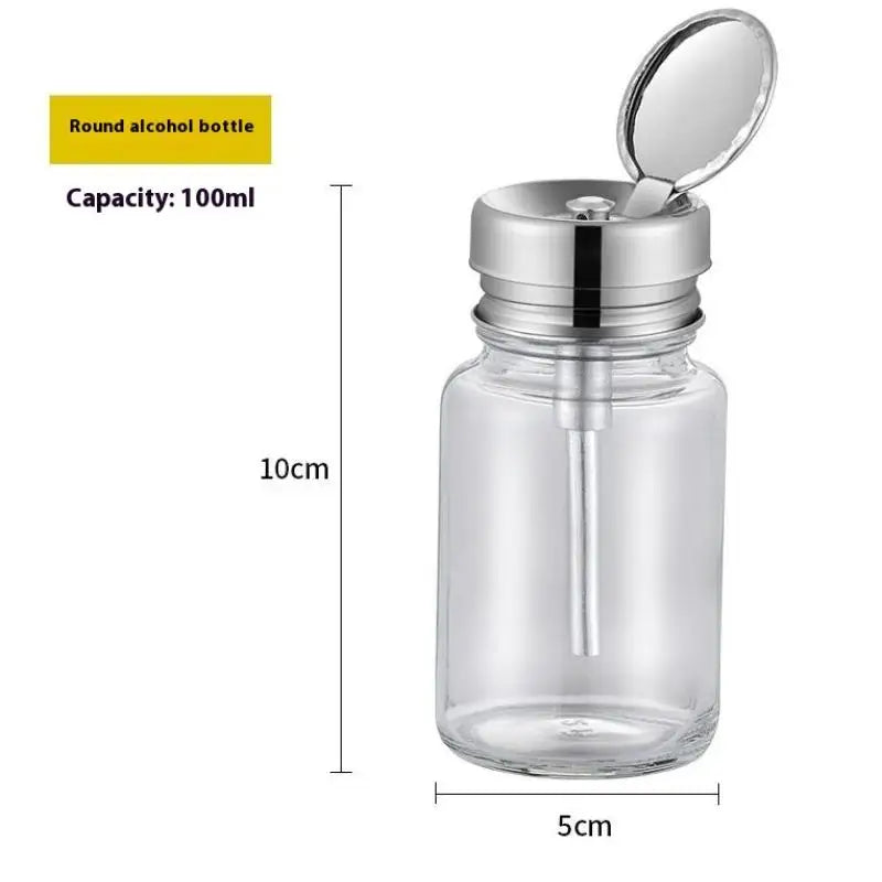 100ml Refillable Glass Press Pump Bottle for Nail Art Remover Nail Pump Dispenser QXL