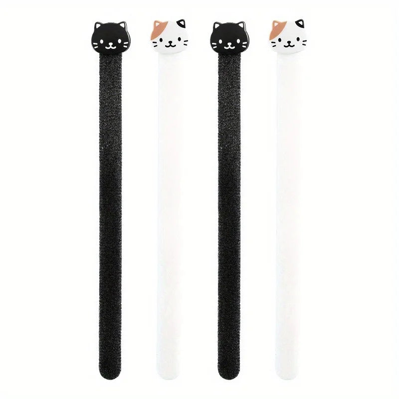 Cat-Shaped Cable Ties | Wire & Snack Bag Organizer Cable Ties QXL 4pcs