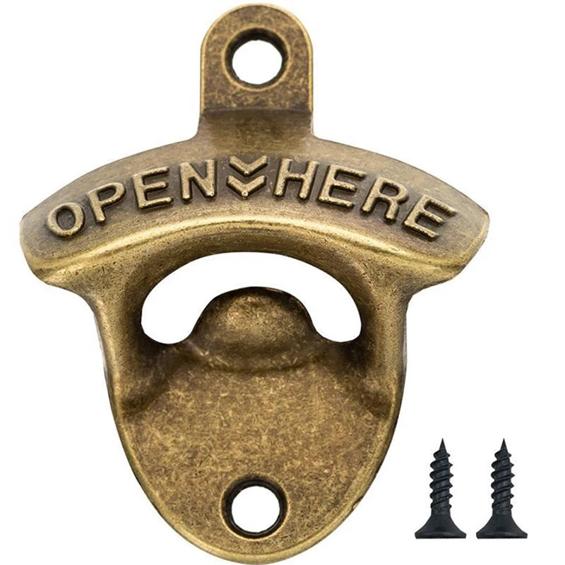 Vintage Wall-Mount Bottle Opener | Zinc Alloy Bar Tool Wall Mount Bottle Opener QXL Bronze