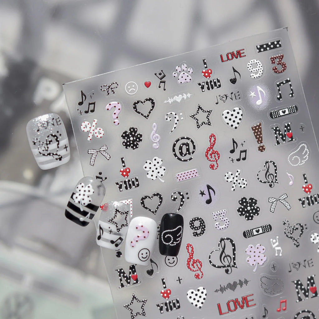 5D Y2K Nail Art Stickers | Star Skull Graffiti Self-Adhesive Nail Art Stickers QXL