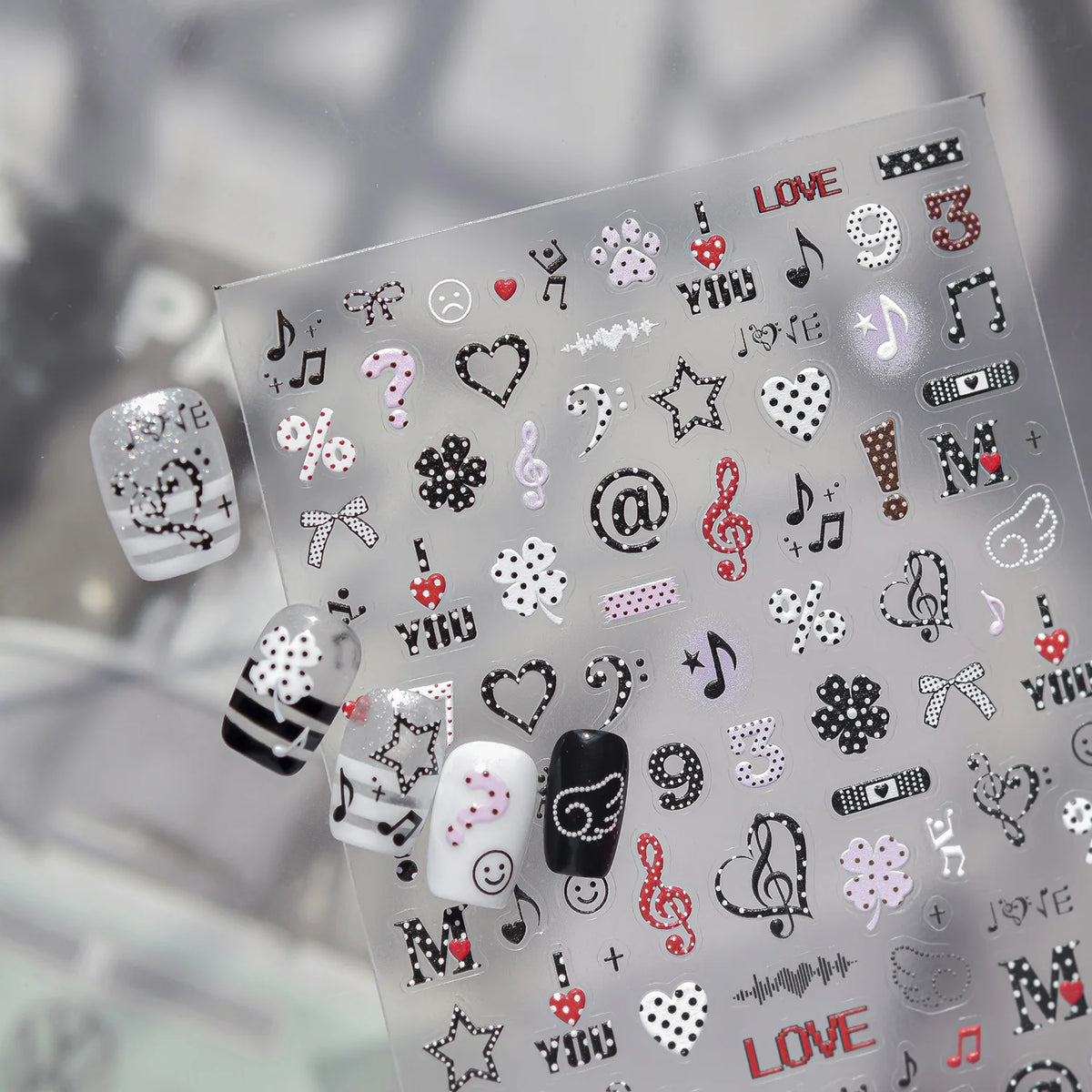 5D Y2K Nail Art Stickers | Star Skull Graffiti Self-Adhesive Nail Art Stickers QXL