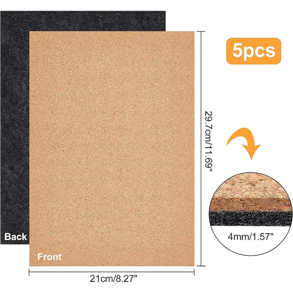 8-Pack Self-Adhesive A4 Cork Sheets 1mm | Coasters & DIY Decor Cork Craft Sheets QXL AECH04-11534