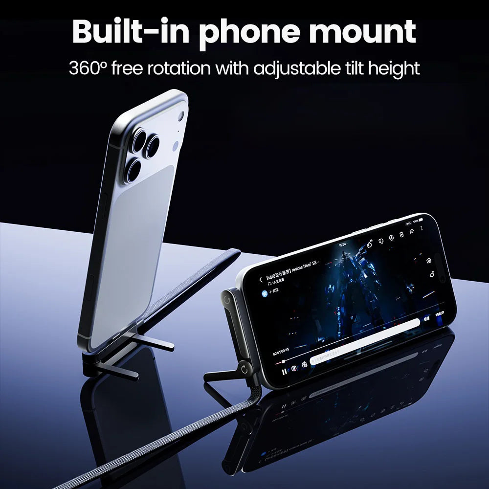 2-in-1 USB-C Cable & Phone Holder | 240W Fast Charging Braided USB-C Charging Cable QXL