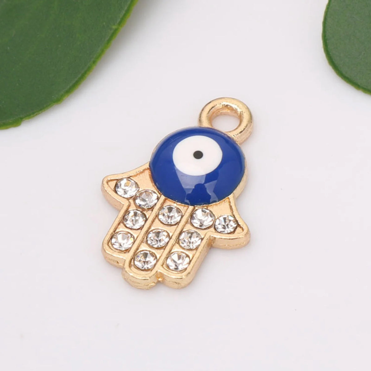 10-Pack Golden Hamsa Hand Evil Eye Charm Pendants 14x21mm Jewelry Making Charms QXL
