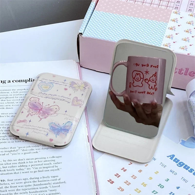 Butterfly Foldable Compact Makeup Mirror | Portable Travel Mini Compact Makeup Mirror QXL