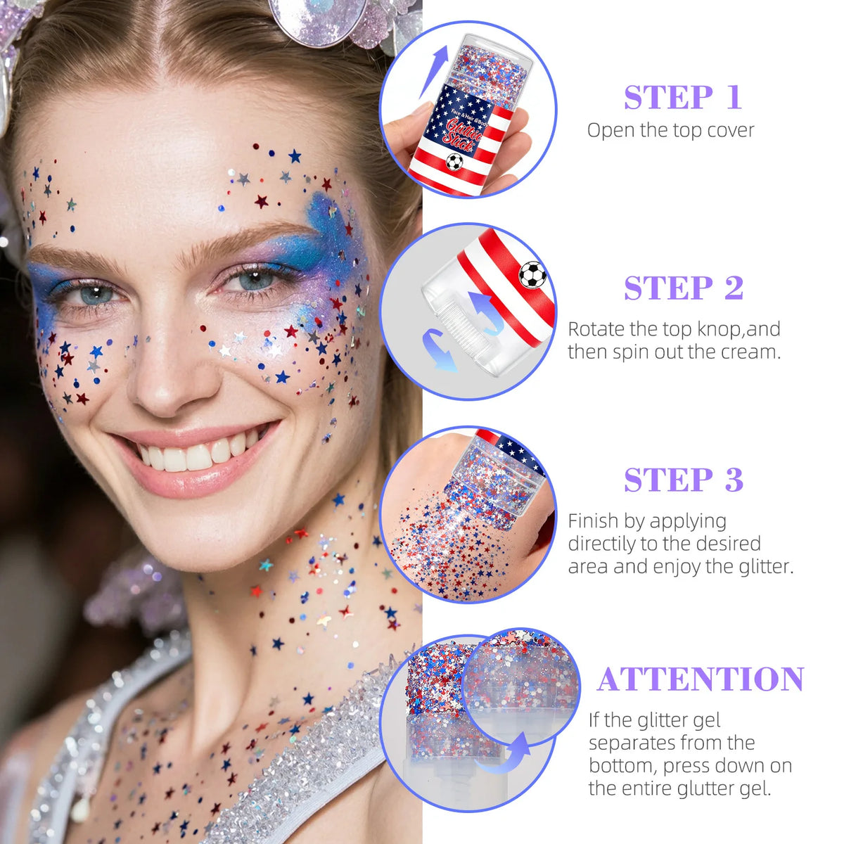 Waterproof Glitter Stick – Face, Hair, Body & Nail | Festival Body Glitter Stick QXL