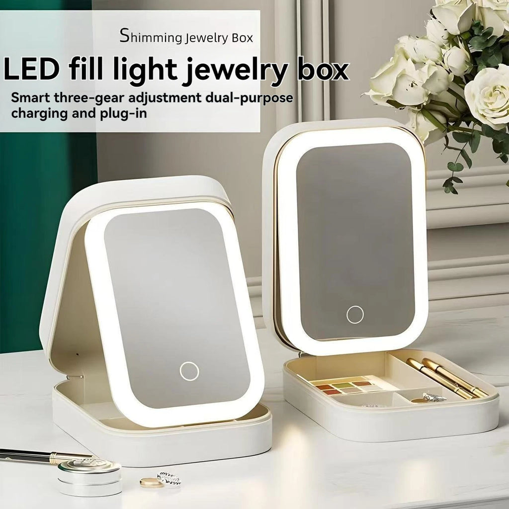Portable Lighted Makeup Mirror Storage Case | Travel & Home Lighted Makeup Mirror QXL