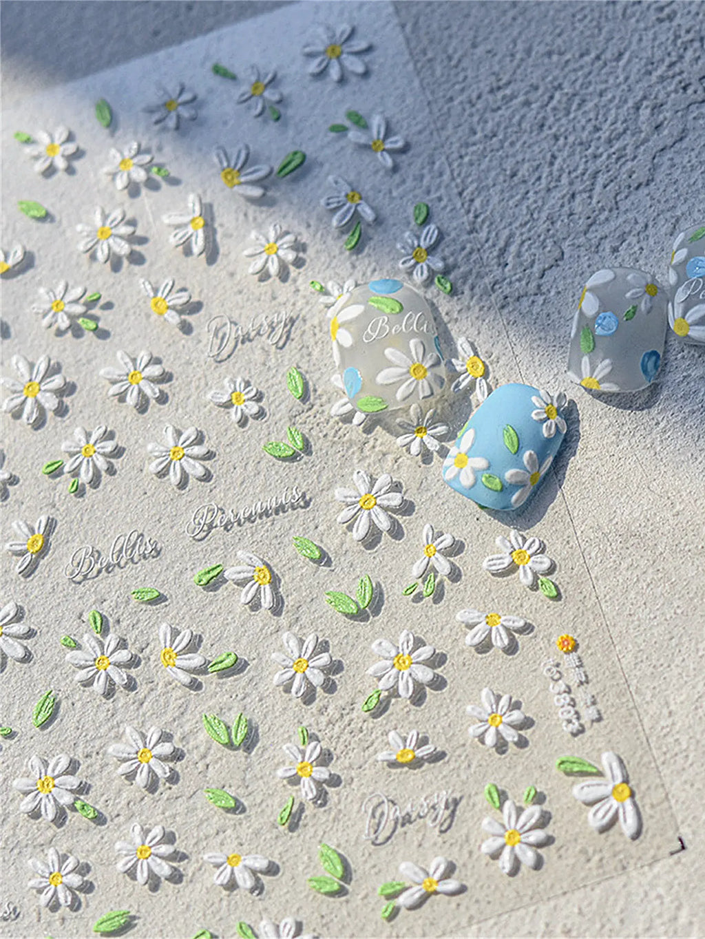 5D Daisy Nail Art Stickers | Floral Adhesive Nail Decals Nail Art Stickers QXL