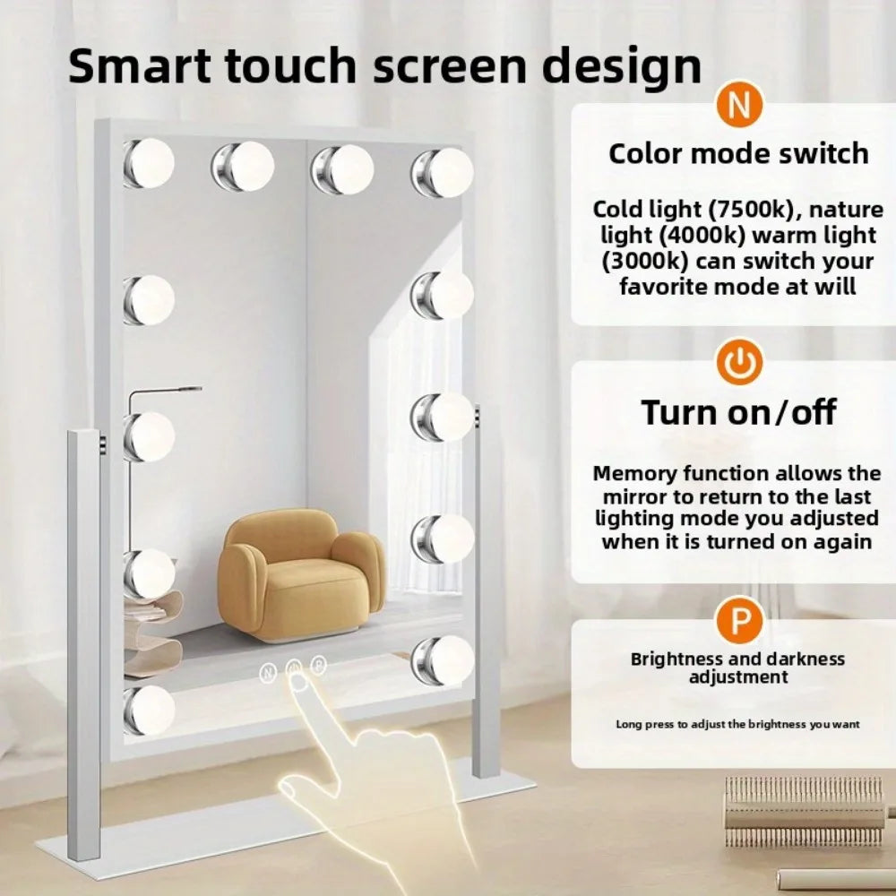 Hollywood Vanity Mirror 12 LED Bulbs | 3 Color Lights 360° LED Vanity Mirror QXL