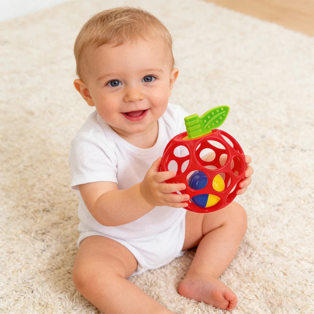 Infant Sensory Grasping Ball Rattle | Red Apple Baby Toy Infant Sensory Rattle QXL