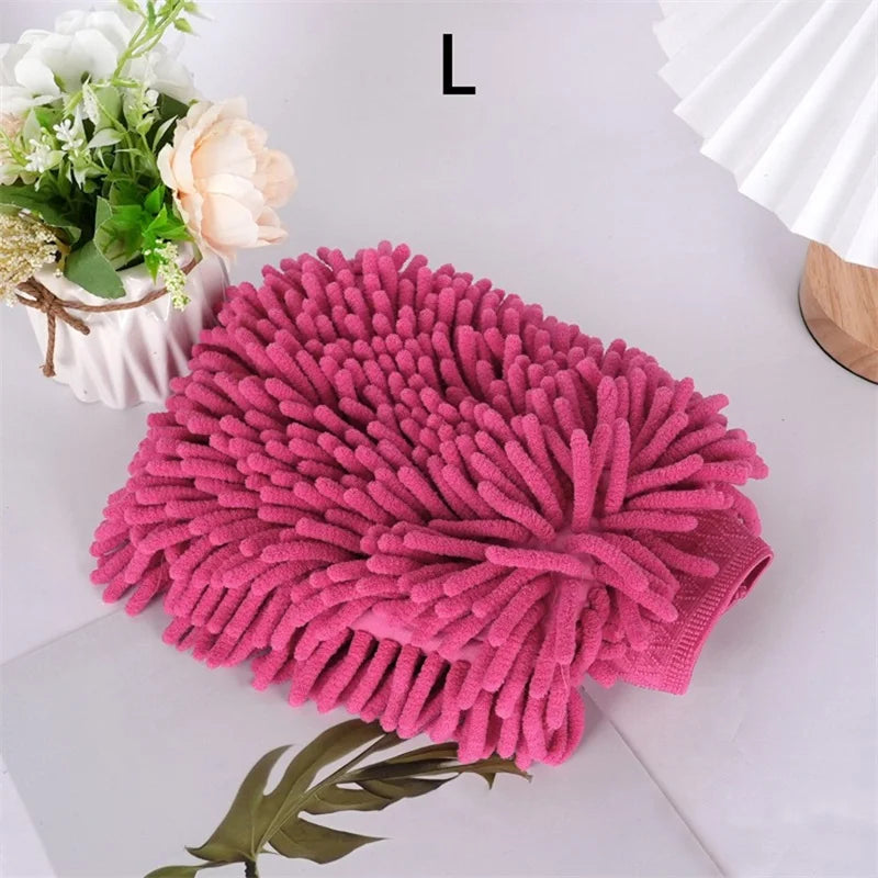Chenille Car Wash Glove | Double-Sided Plush Detailing Mitt Car Wash Mitt QXL Glitter L