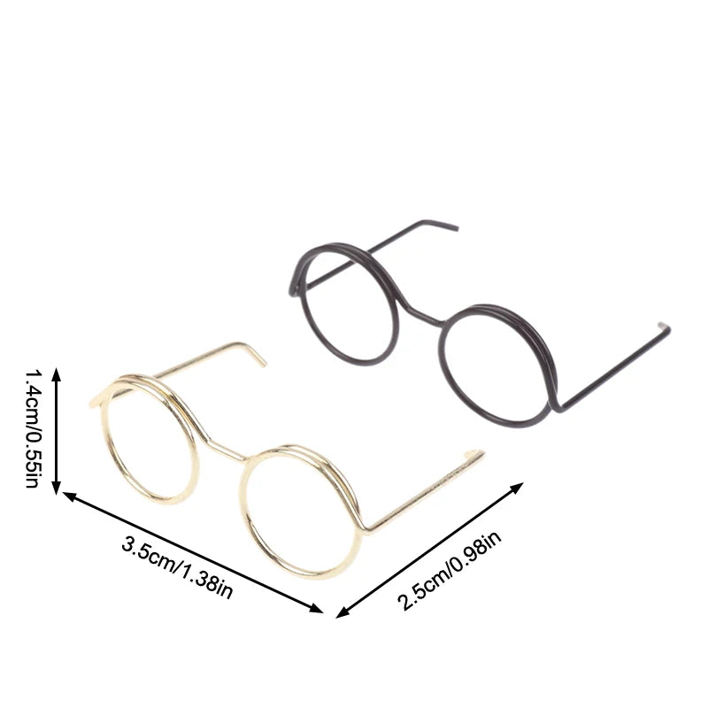 10-Pack Retro Mini Metal Round Doll Glasses | Lensless Miniature Doll Accessories QXL