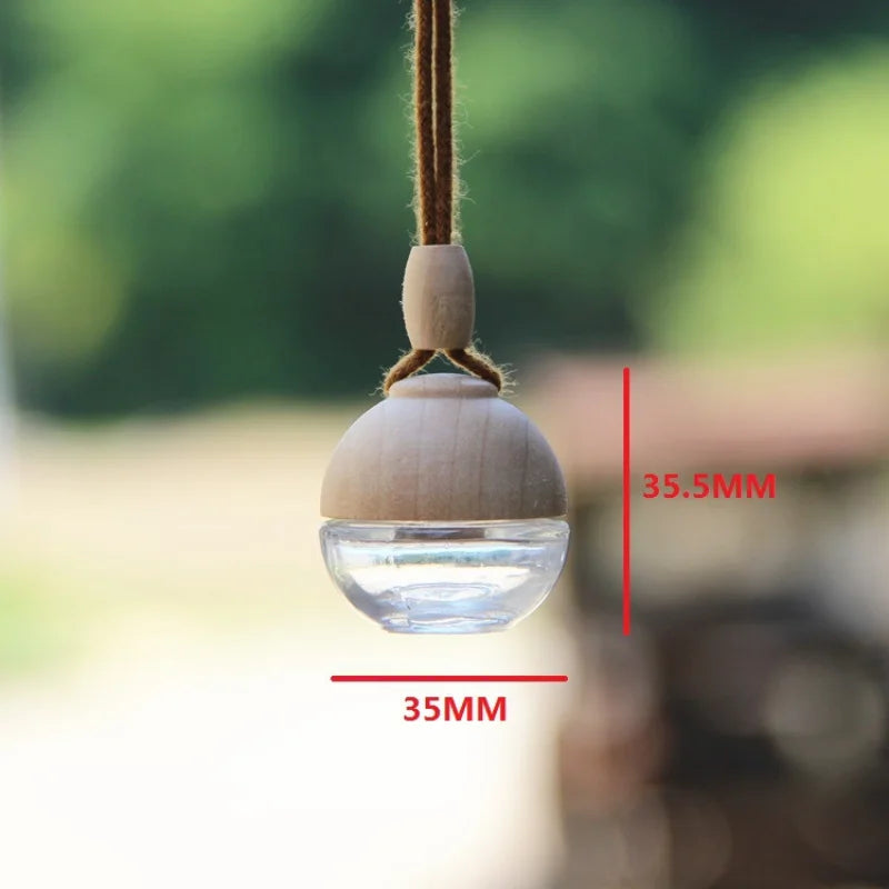 8ml Glass Car Perfume Pendant Bottle | Wooden Cap Refillable Perfume Pendant Bottle QXL