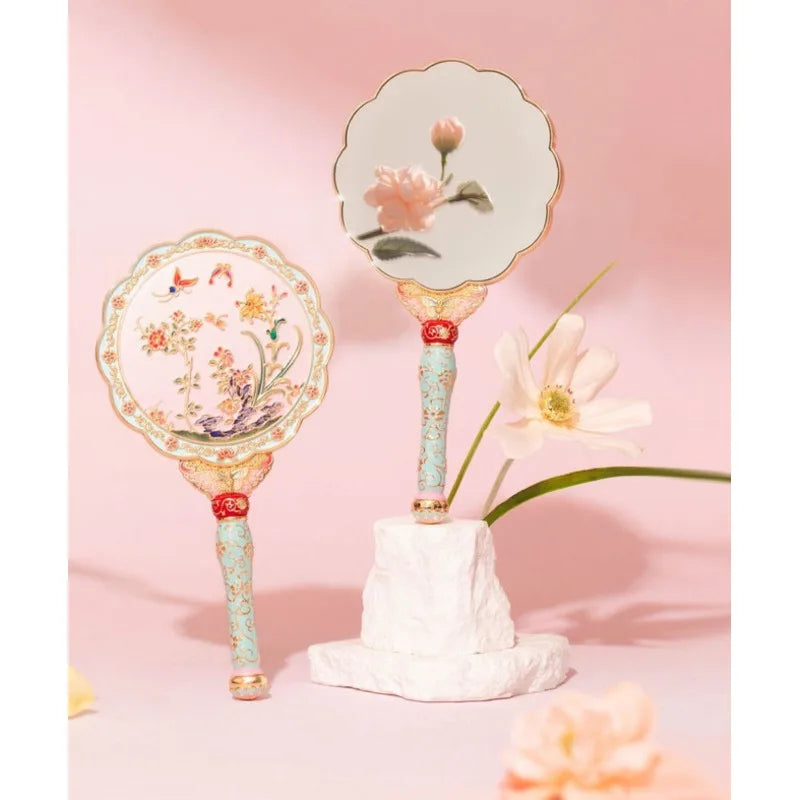 Butterfly Floral Handheld Makeup Mirror | Ancient Chinese Style Handheld Makeup Mirror QXL