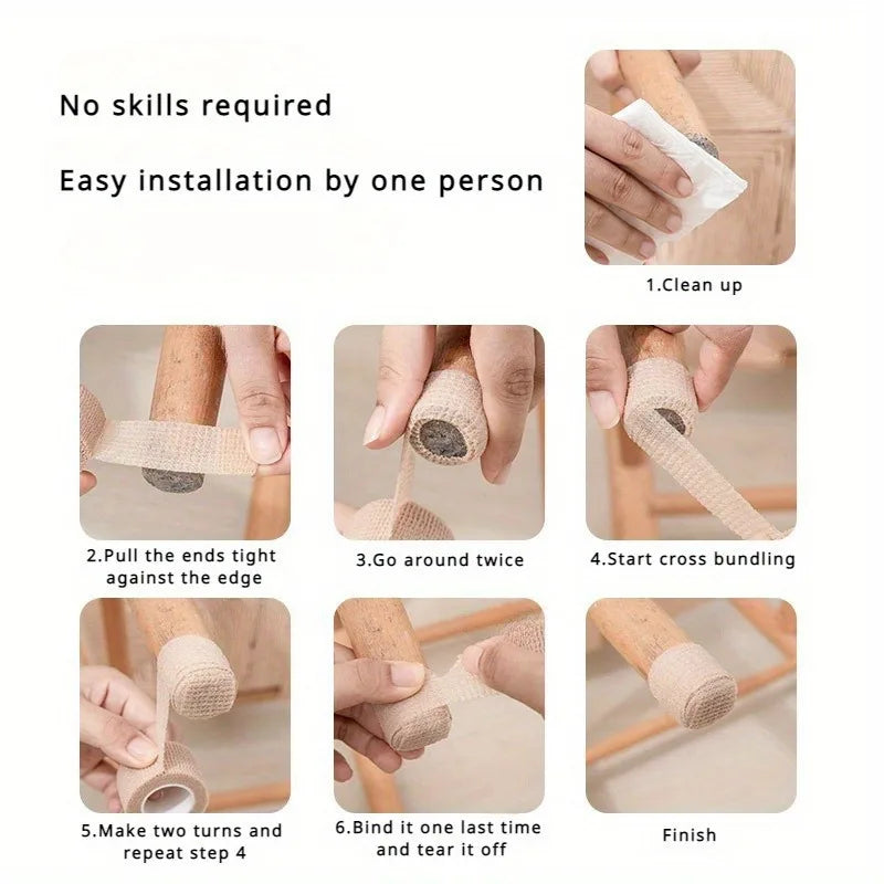 Chair & Table Leg Floor Protector Tape | Anti-Slip Non-Scratch Furniture Floor Protector QXL
