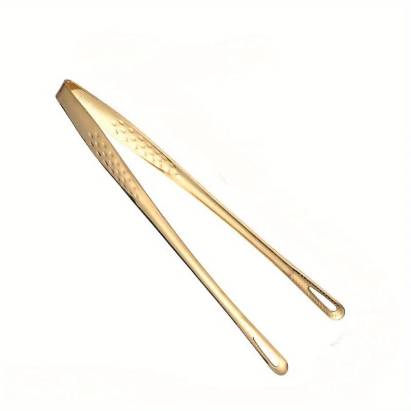 Stainless Steel BBQ Meat Tongs | Anti-Scald Grill Clip BBQ Grill Tongs QXL Golden