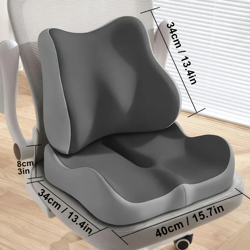 Memory Foam Seat & Lumbar Cushion | Car & Office Chair Support Seat & Lumbar Cushion QXL