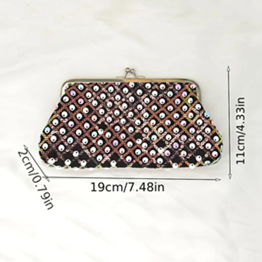 Women's Glitter Clutch Bag with Kiss Lock | Party & Daily Use Glitter Clutch Bag QXL