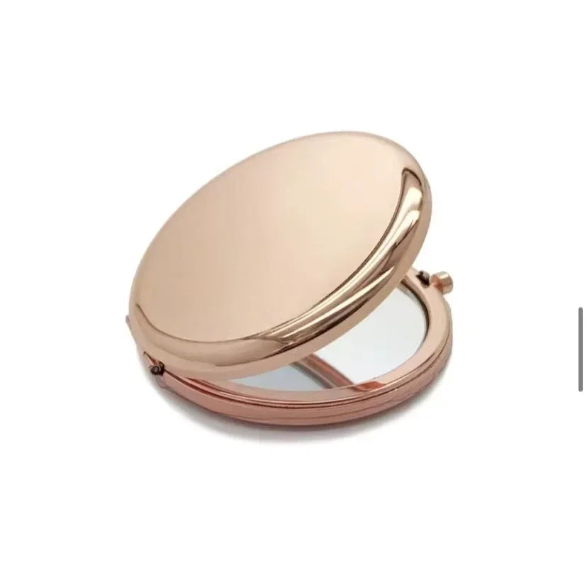 Double-Sided Pop-Up Pocket Makeup Mirror | Rose Gold Metal Compact Makeup Mirror QXL