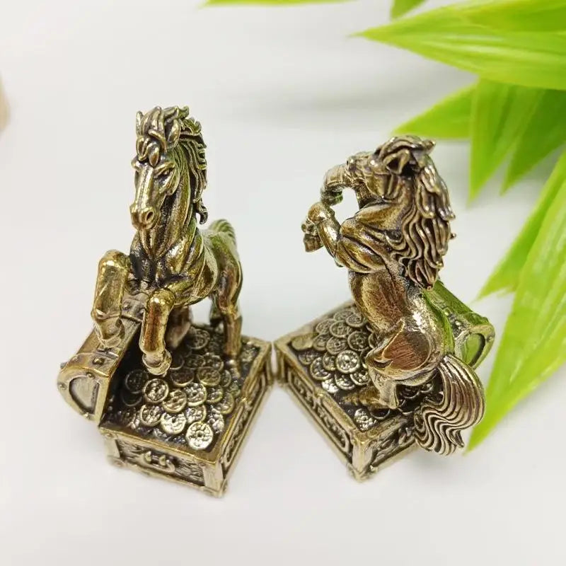 Brass Feng Shui Zodiac Horse Statue | Home & Office Decor Decorative Figurine QXL