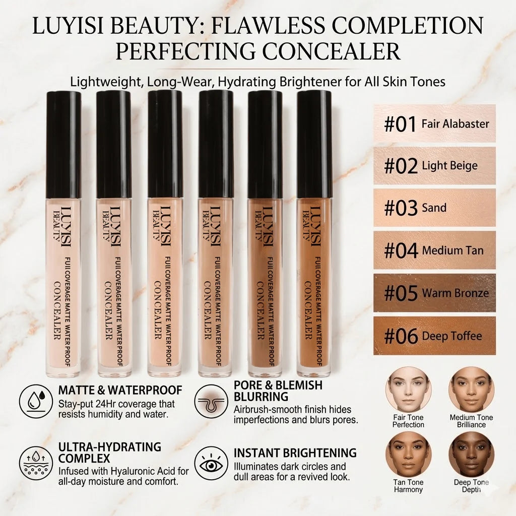 2-Pack Liquid Concealer Set | 2 Shades Matte Wand Applicator Liquid Concealer Set QXL