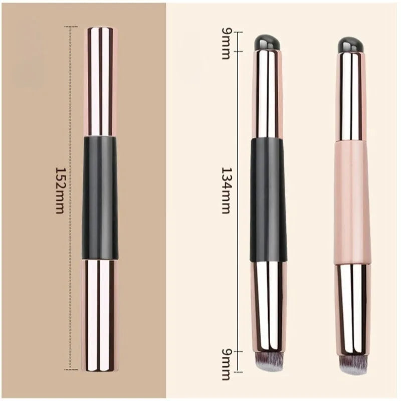 2-in-1 Silicone Lip & Concealer Brush | Wood Handle Travel Cap Lip & Concealer Brush QXL