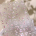 5D French Vintage Nail Stickers – Swan Rose Gem Gold Decals
