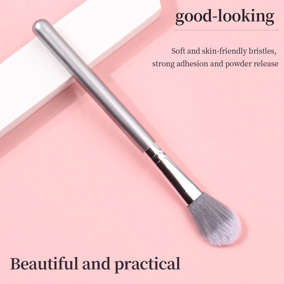 KOSSHOW Silver Face Makeup Brush – Blush, Powder & Highlight Face Makeup Brush QXL