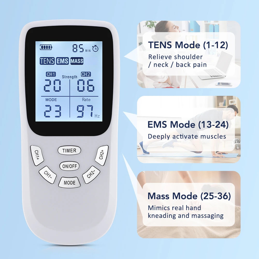 Hailicare 36-Mode EMS TENS Muscle Stimulator & Body Massager EMS TENS Massager QXL