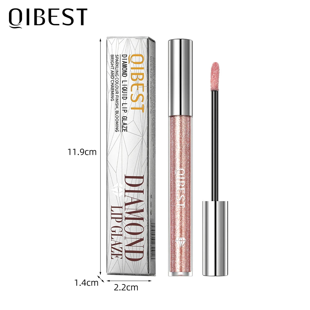 QIBEST Diamond Glitter Lip Gloss – Waterproof Pearl Metallic Glitter Lip Gloss QXL