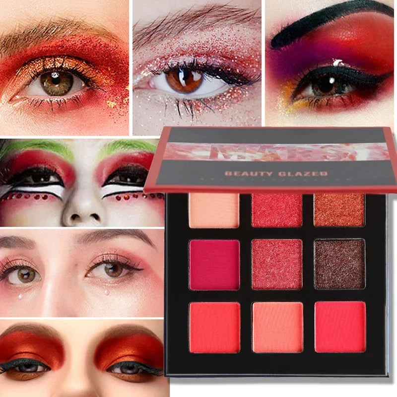 Beauty GLAZED 9-Color Shimmer & Matte Eyeshadow Palette Eyeshadow Palette QXL