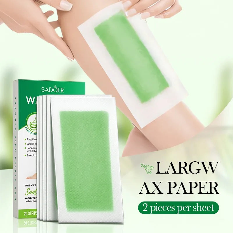 Aloe Cold Wax Strips 10-Pack | Body & Leg Hair Removal Cold Wax Strips QXL