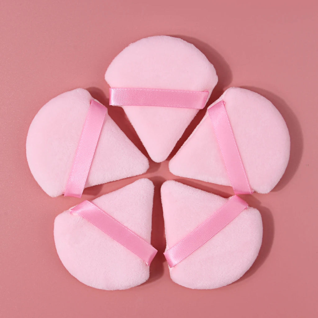 5-Pack Pink Triangle Powder Puffs | Soft Washable Makeup Sponges Powder Puff Set QXL