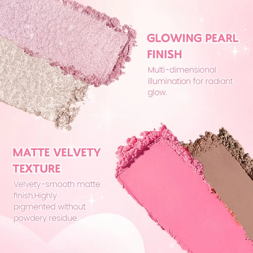 Baked Powder Palette – Contour, Highlighter & Blush Heart Design Baked Powder Palette QXL