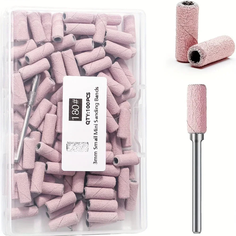 100-Pack Nail Drill Sanding Bands for Manicure & Pedicure Nail Sanding Bands QXL