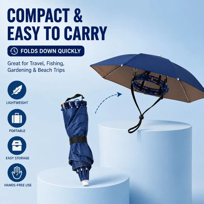 Wearable Head Umbrella | Hands-Free Sun & Rain Hat Outdoor Head Umbrella Hat QXL