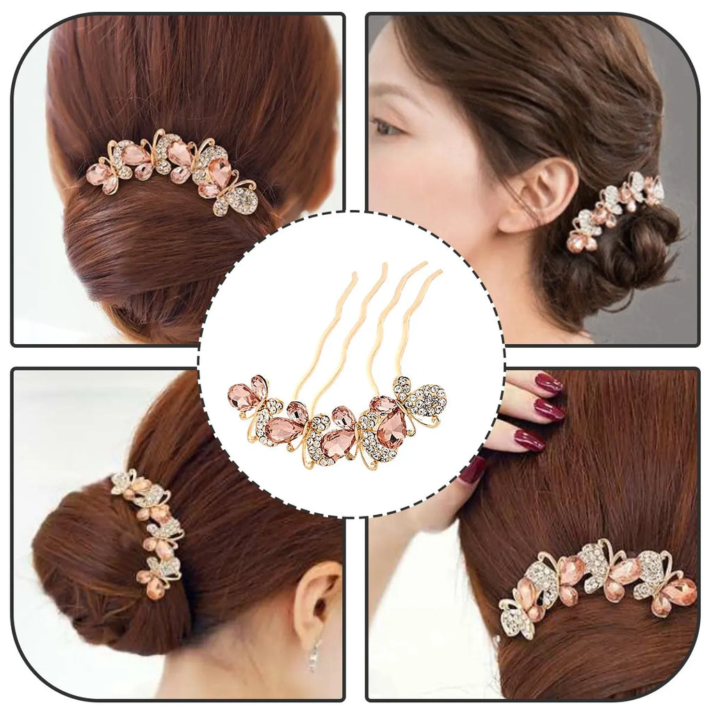 Butterfly Hair Stick | Retro Chinese Rhinestone Hairpin Fork Hair Stick Hairpin QXL